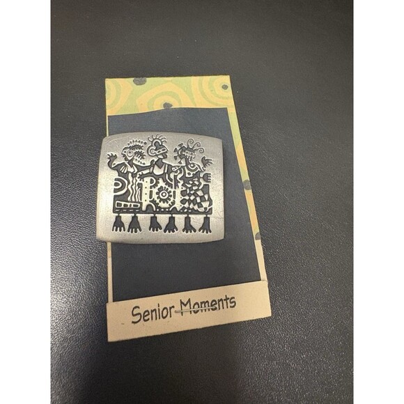 Vintage Pewter 2000 Silvertone Senior Moments Bad Hair DayAlice Seely Pin Brooch - Picture 1 of 6